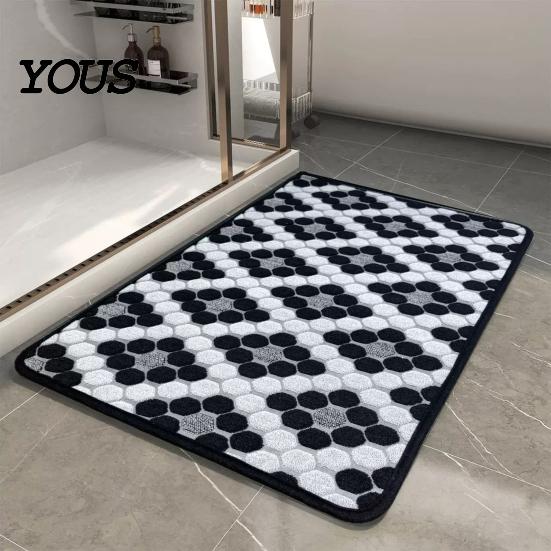 Anti-pilling Floor Mat Jacquard Entrance Door Mat, Quick-Dry Water Absorbent Machine Washable Non-Slip Doormat for Bathroom Kitchen Quick-drying