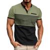 Summer Men's Button Up Round Neck Short Sleeved Shirt Solid Casual Top