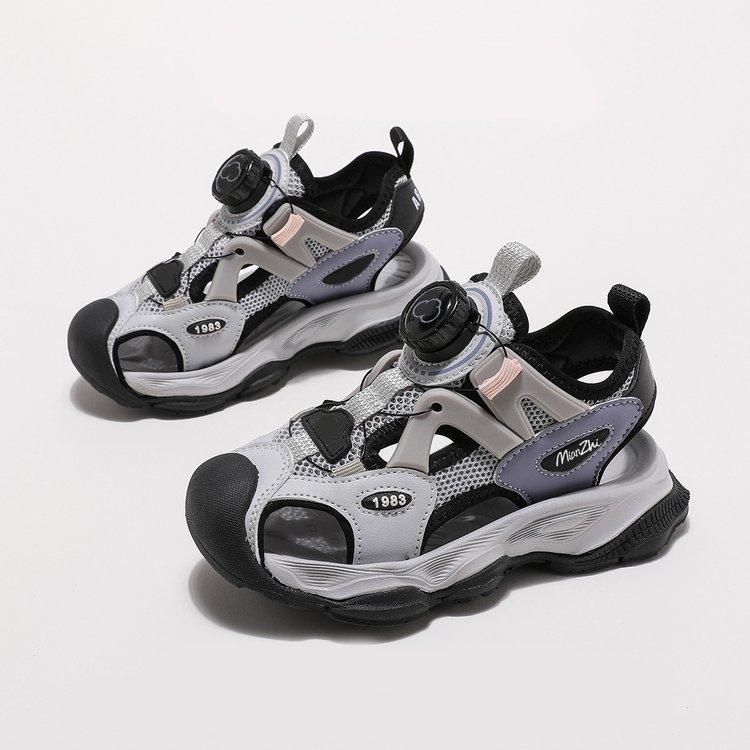 

Boys shoes sandals 2025 summer new children s shoes men s treasure buttons sports breathable summer bag head boy small 37 серый