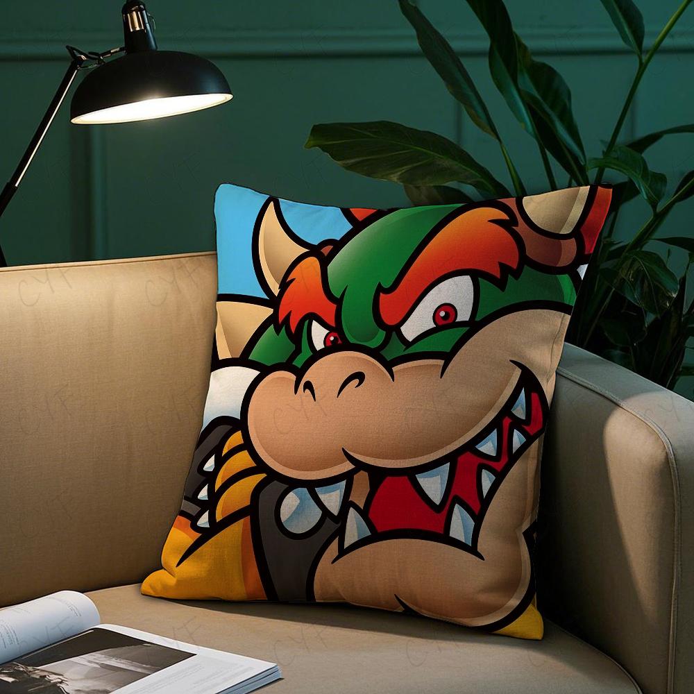 Super Cute Style M-MarioS Pillow Case Anti-dustmite Pillowcase Invisible Zipper Silky Short Plush Sofa Cushion Cover