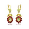 Vintage Inlaid Green Earrings Flower Leaf Dangle Earring Women's Ear Jewelry Gift