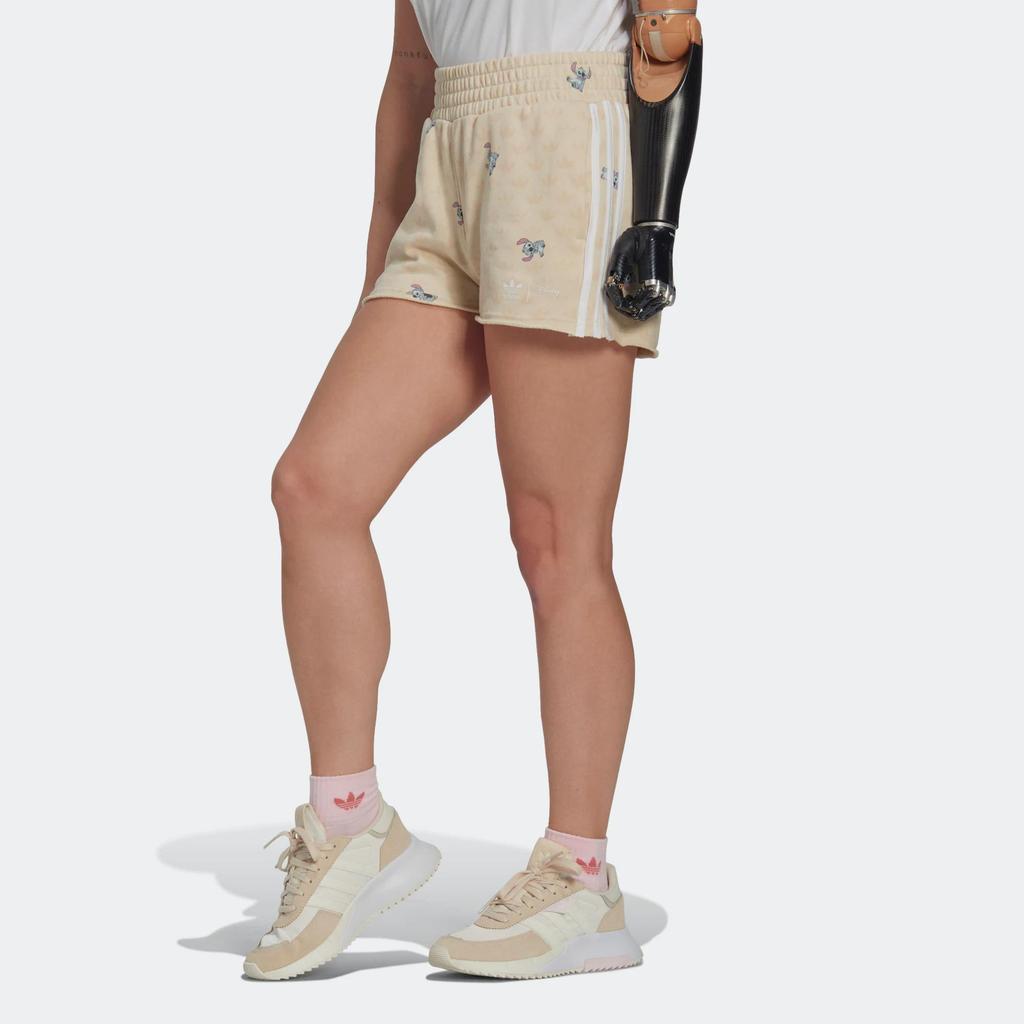 adidas Originals X Disney Allover Print Striped Loose-Fit Casual Shorts Women Khaki HT3948