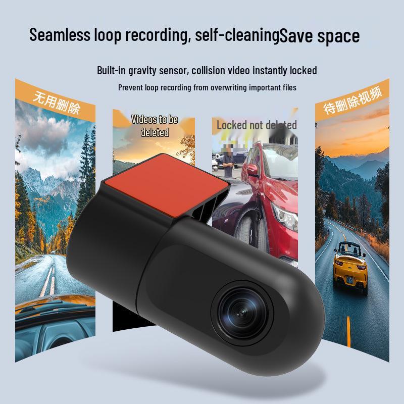 WiFi HD Dash Cam with Mobile App Connection, USB Car Recorder, and Wire-Free Installation
