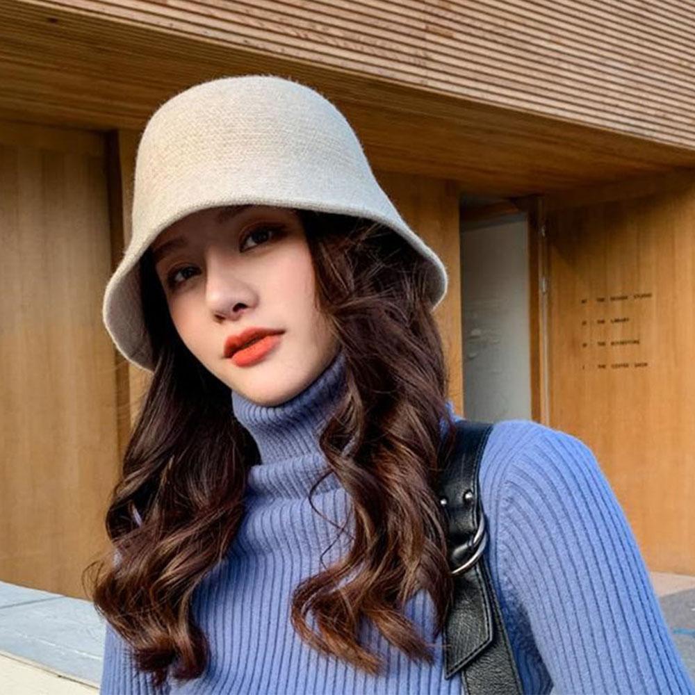 Hip Hop Fashion Thicken Knitted Warmer Autumn Warm Hats Fishing Cap Felt Wool Hat Bucket Hat