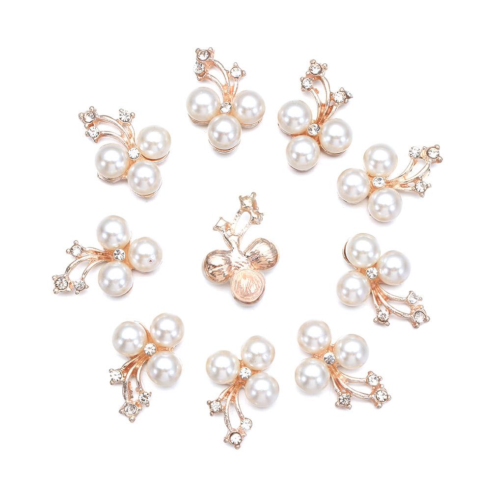 10PCS DIY Craft Hat Accessories Flower-shaped Pearl Button Headwear Clip Rhinestone Buttons Pearl Hairpins