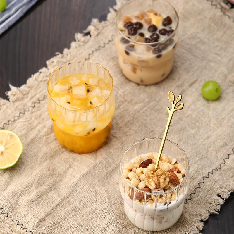 Shangqi Striped Chubby Glass Breakfast Cup