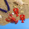 New Bohemia Lobster Pendant Necklace for Women Summer Creative Sea Animal Crystal Beaded Necklace Beach Vacation Jewelry Gift