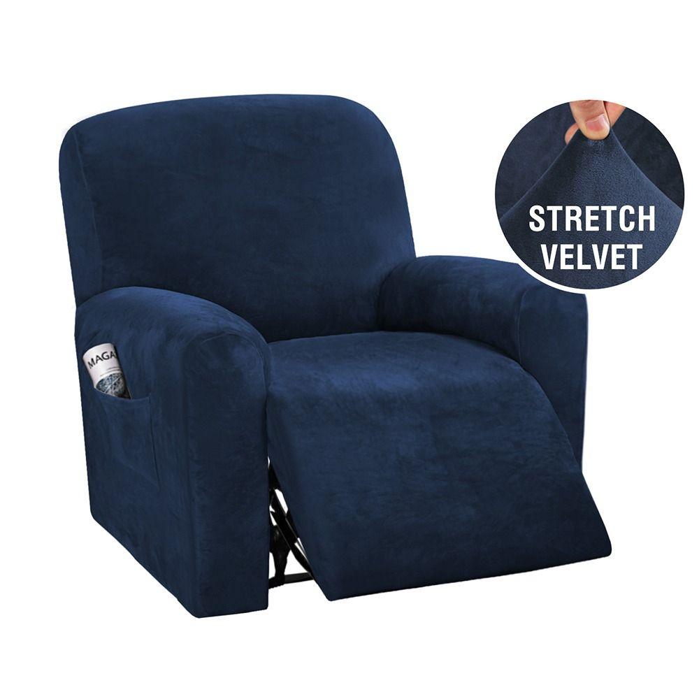 

Stay in Place Couch Slipcovers Stretchy Sofa Protector Thick Recliner Chair Covers Lazy Boy dark blue-One Piece