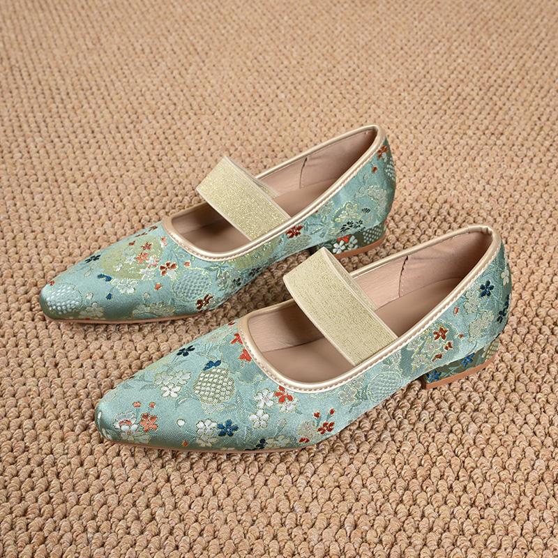 Fashion National Style Embroidered Mary Jane Shoes Women's 2025 Spring New Soft-soled Chinese Flat Single Shoes