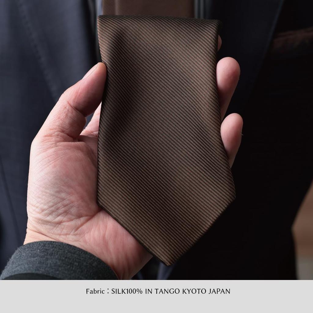 [Y&TAILOR] Necktie, Kyoto-made, Tango-made, Solid 16 Rep Silk, 100% High-Quality, Made in Japan, Stylish, Business, Gift (Brown)