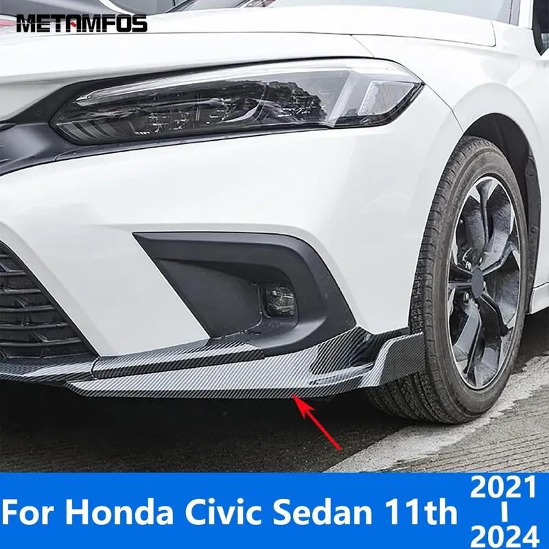 Front Corner Bumper Trim For Honda Civic Sedan 11th - 2024 Carbon Fiber Anti-Collision Strip Accessories Car Styling