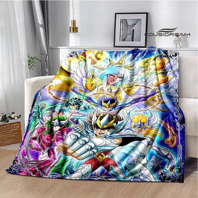 Knights of the Zodiac Cartoon Printed Blanket Flannel Warm Blanket Soft and Comfortable Blanket Bed Linings Birthday Gift