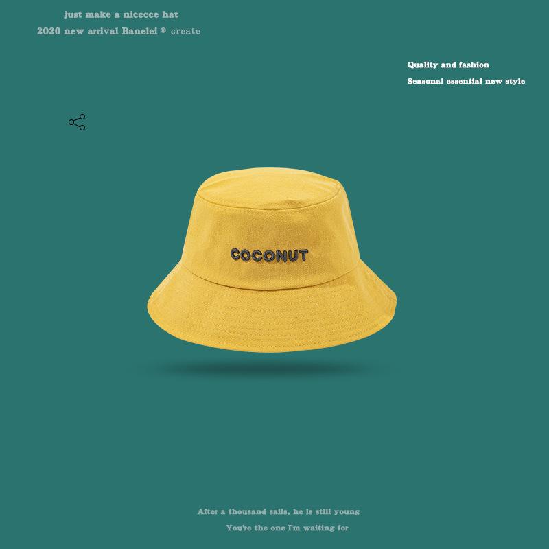 Tide brand letter bucket hat women spring and summer sunshade wide brim washbasin hat student couple sun hat