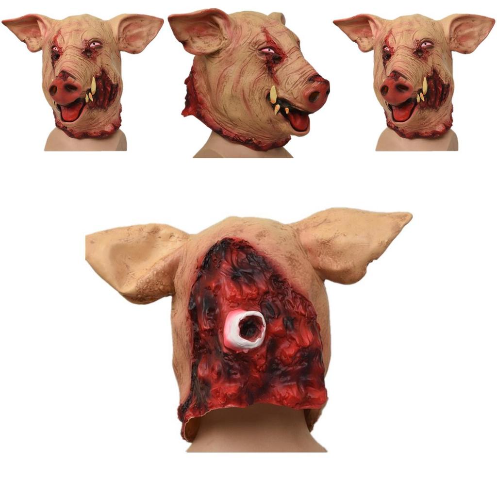 Funny Wild Boar Head Mask For Halloween Party Unique Latex Animal Costume Accessory
