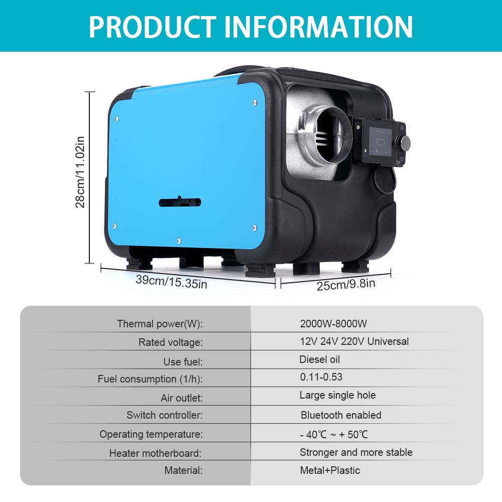 12V 24V Car Diesel Heater Three-in-one Diesel Parking Heater 2KW-8KW For Bus Auto Boats Yacht Motorhome  220V