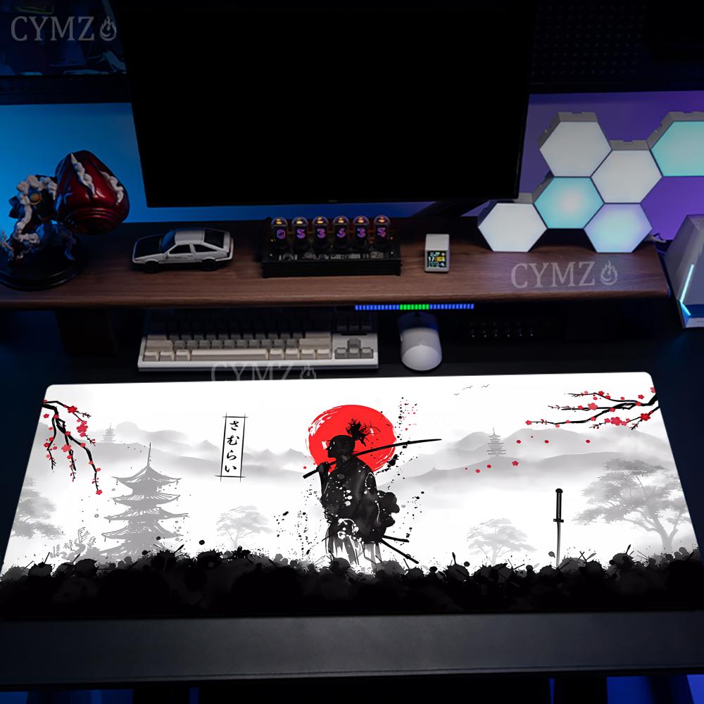 Japanese samurai illustration Mouse Pad Desk Mat NonSlip Durable Stitched Edge office accessories Gaming mouse mat tapis souris