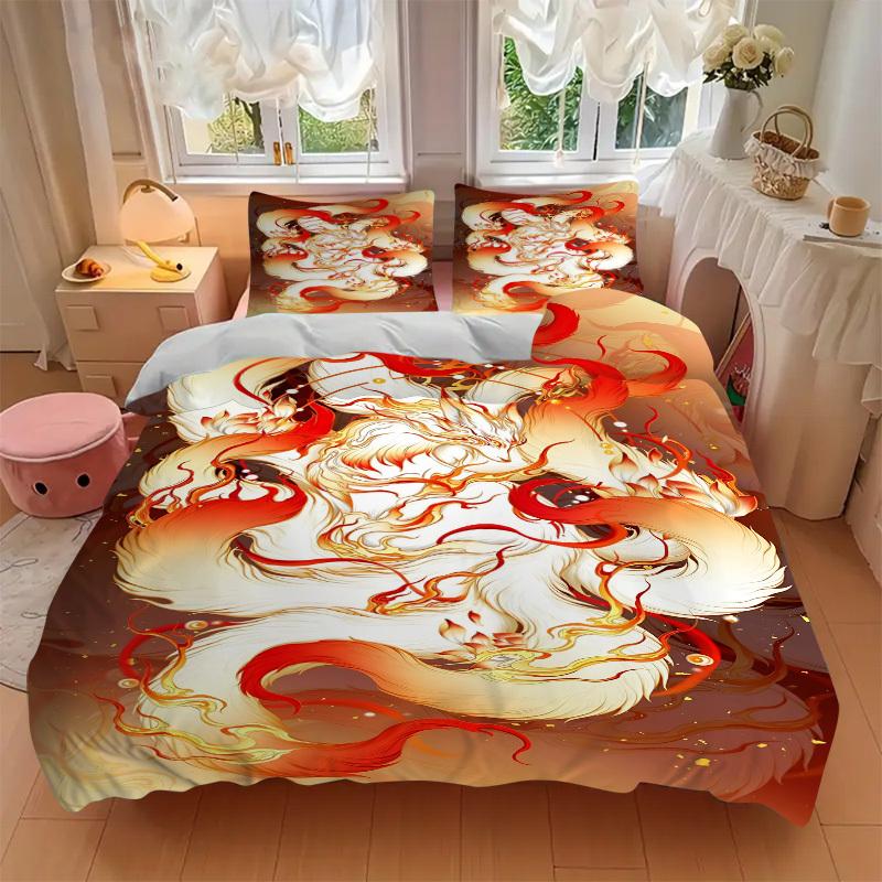 3pcs Phoenix, Mythical Beast Duvet Cover Set, Cover For Bedroom Guest Room (1 Duvet Cover + 2 Pillowcase, Without Quilt),  yy250922237