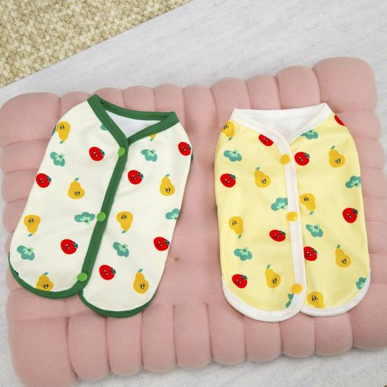 Dog T-shirts for Small Dogs Cute Fruit Print Sleeveless Pet Vest Breathable Button Down Puppy Clothes for Dogs Cats