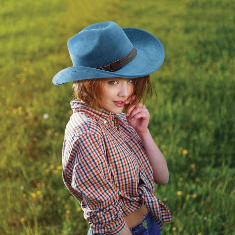 Vintage Sueded Denims Hat Trendy Western Headwear Casual Western Hat Outdoor for Music Festivals