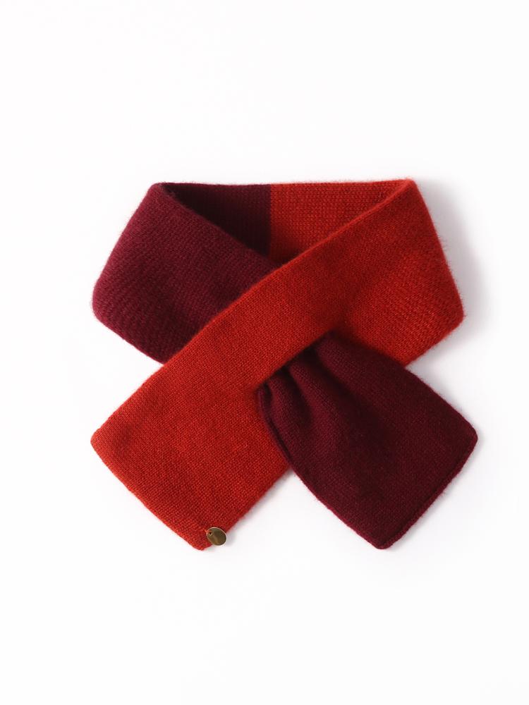 Women Pure Cashmere 2-color Combination Knit Bowknot Small Scarf Neckerchief Neck Warmer Ring Collar Female Boutique Small Accs