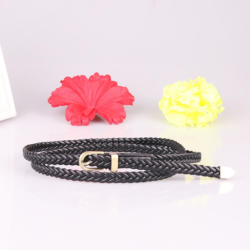 New Hand-Woven Women's Pin Buckle Thin Belt