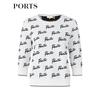 PORTS Women's Spring/Summer Color-block Logo Jacquard Knit Sweater