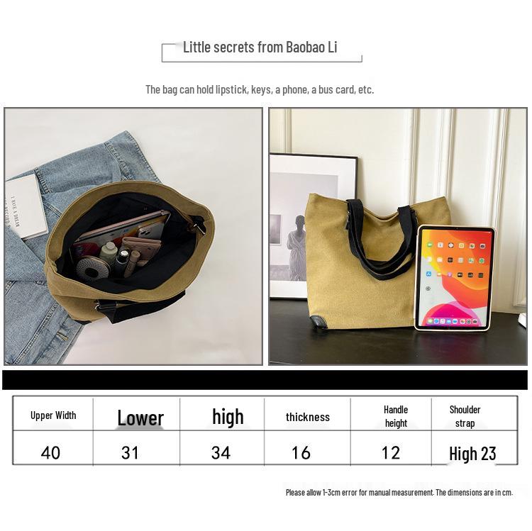 Japanese Style Canvas Tote: Versatile, Fashionable Shoulder Bag for College, Campus & Commuting