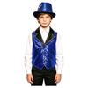 Boys Contrasting Lapel Collar Sleeveless Shiny Sequin Vest Sequined Hat Jazz Dance Performance Set