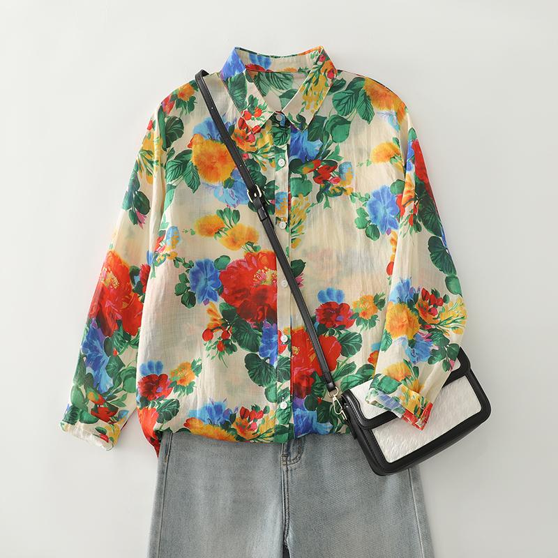 DIMANAF Plus Size Women Cotton Tops Shirts Tees Casual Loose Blouse 2025 New Autumn Print Long Sleeve