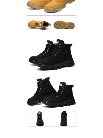 All-Season High-Top Microfiber Leather Work Boots: Anti-Smash, Anti-Puncture, Wear-Resistant, Comfortable for Long Standing