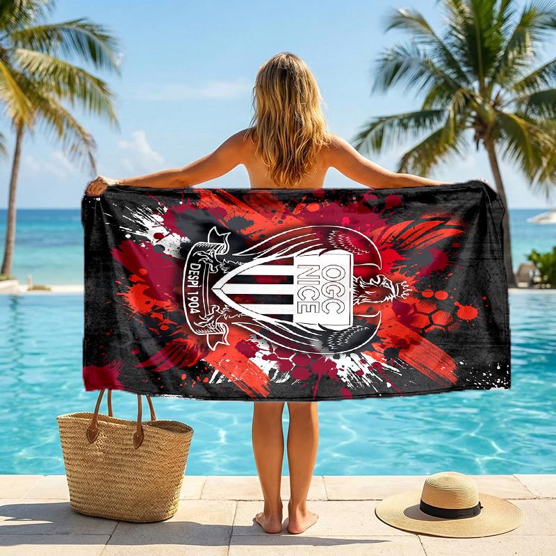 OGC Nice FC Druck Schnelltrocknendes Strandtuch Mikrofaser Saugfähig Tragbares Reise-Handtuch zum Schwimmen