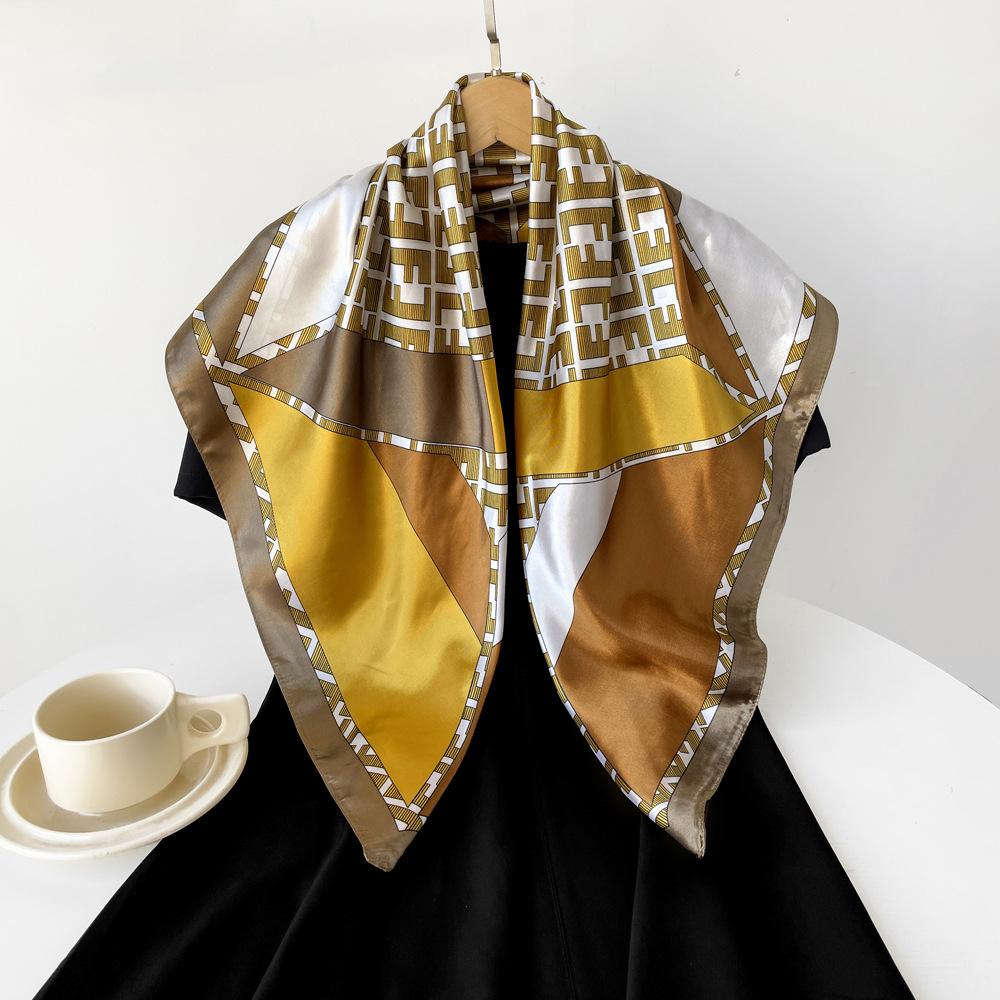 New 90cm Silk Scarf Ladies Wrap Scarf Printed Scarf Satin Large Square Scarf Scarf