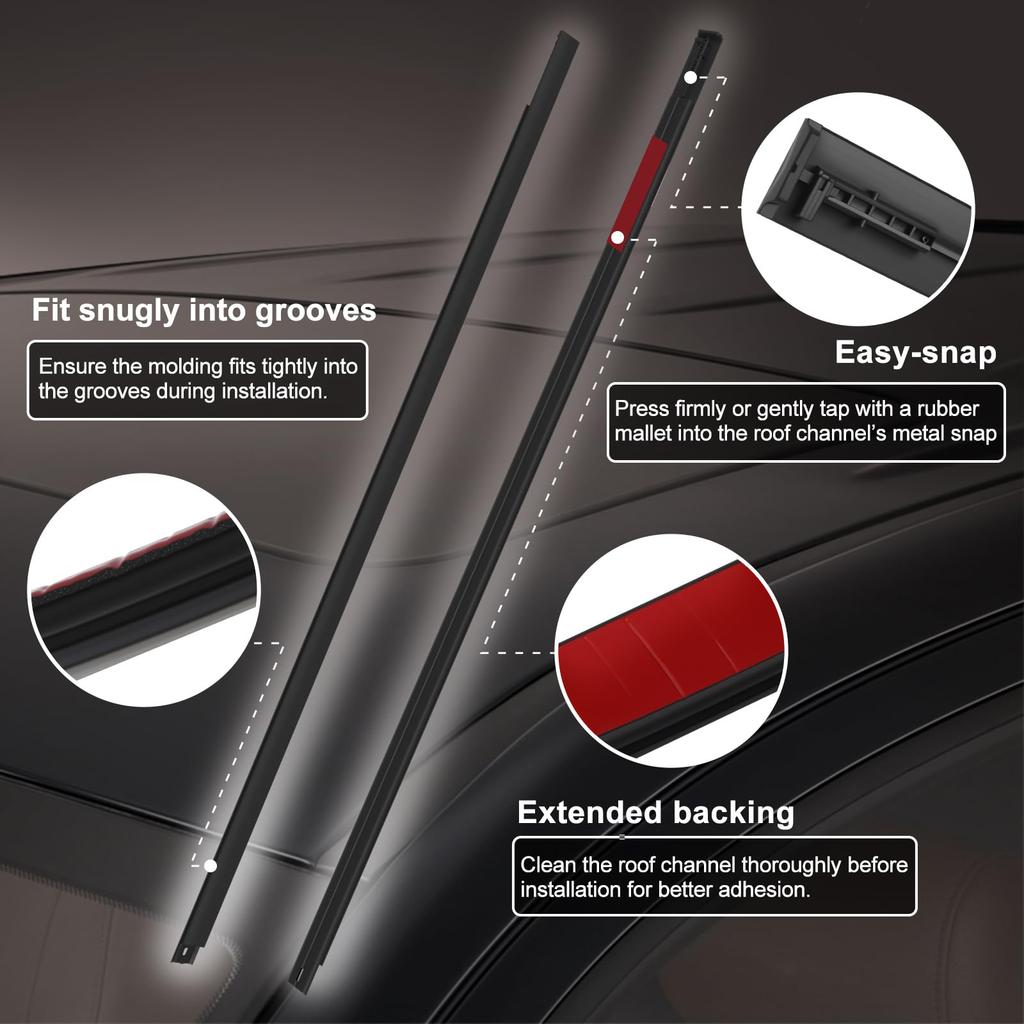 75551-0C050 75552-0C050 for 2007-2020 Roof Rubber Strips Weatherstrip Waterproof Rain Seal Replacement Accessory