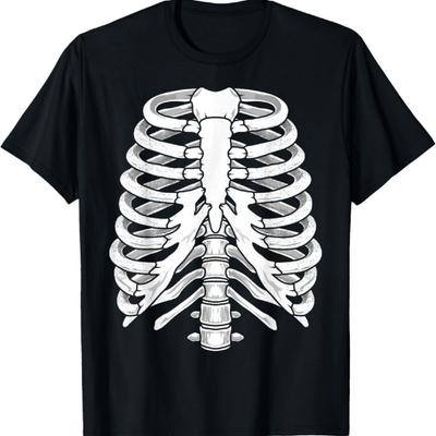 Bröstkorg, Kota & Skelett Ryggrad Goth Punk Halloween T-shirt