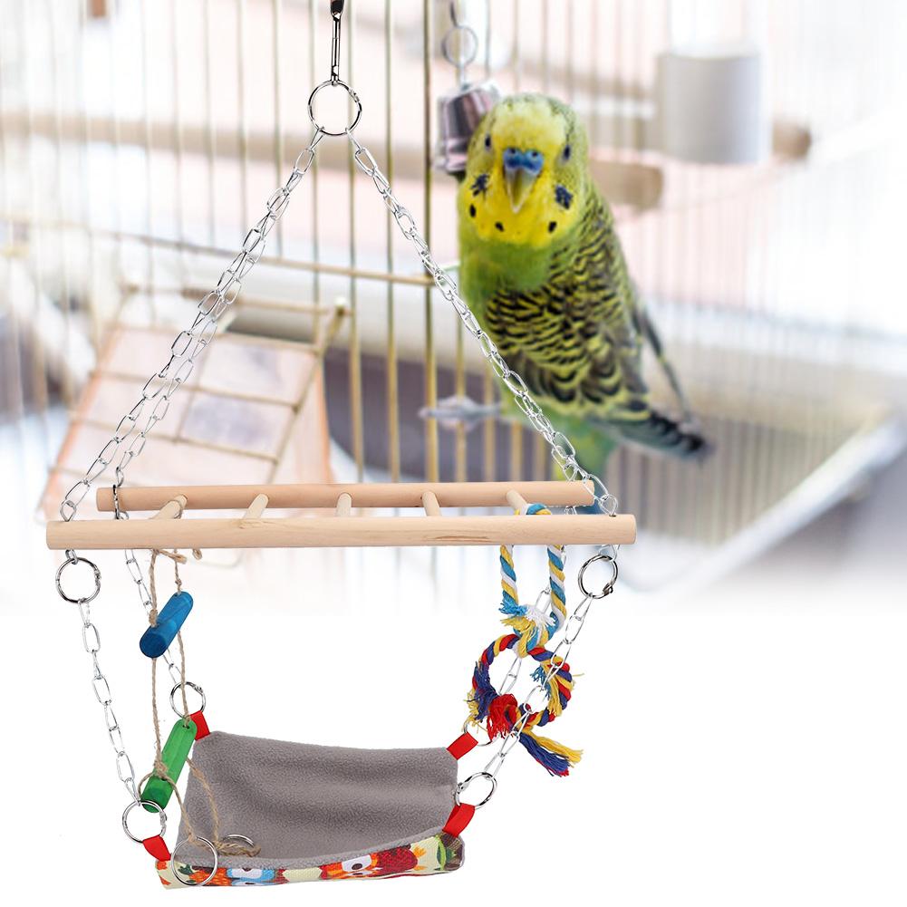 Hanging Pet Parrot Bite Climbing Toy Hamster Swing Ladder Hammock Toy