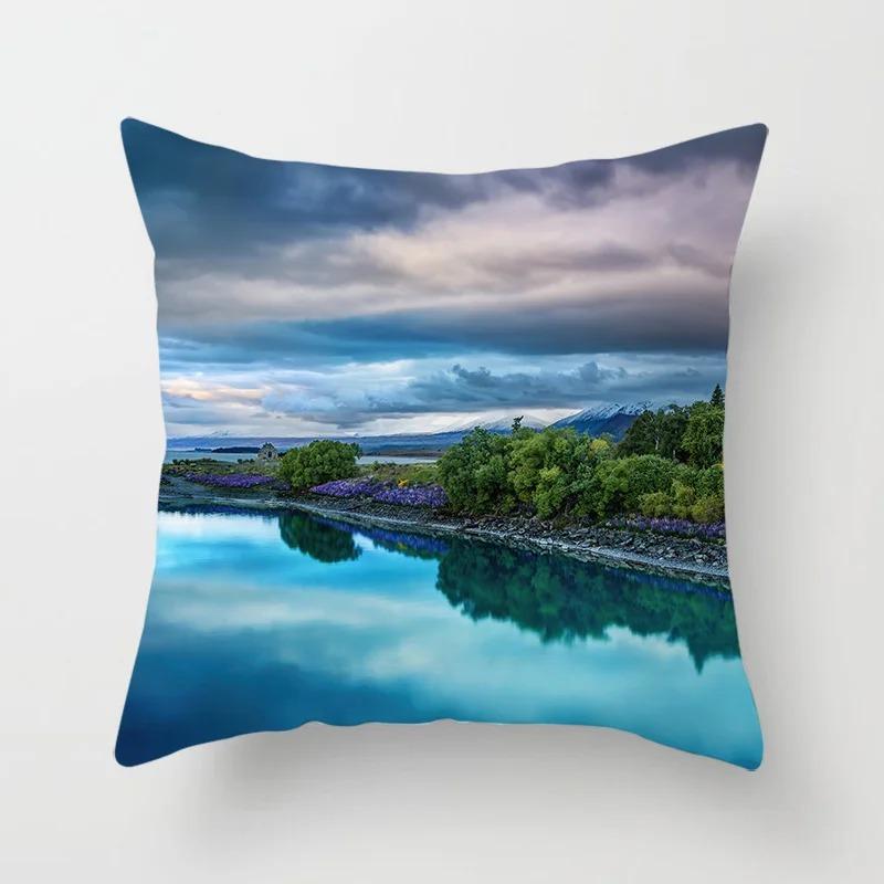 Luxury Home Decor Pillow Cover Car Living Room Sofa Cushion Cover Beautiful Natural Scenery Pattern Cushion Cover