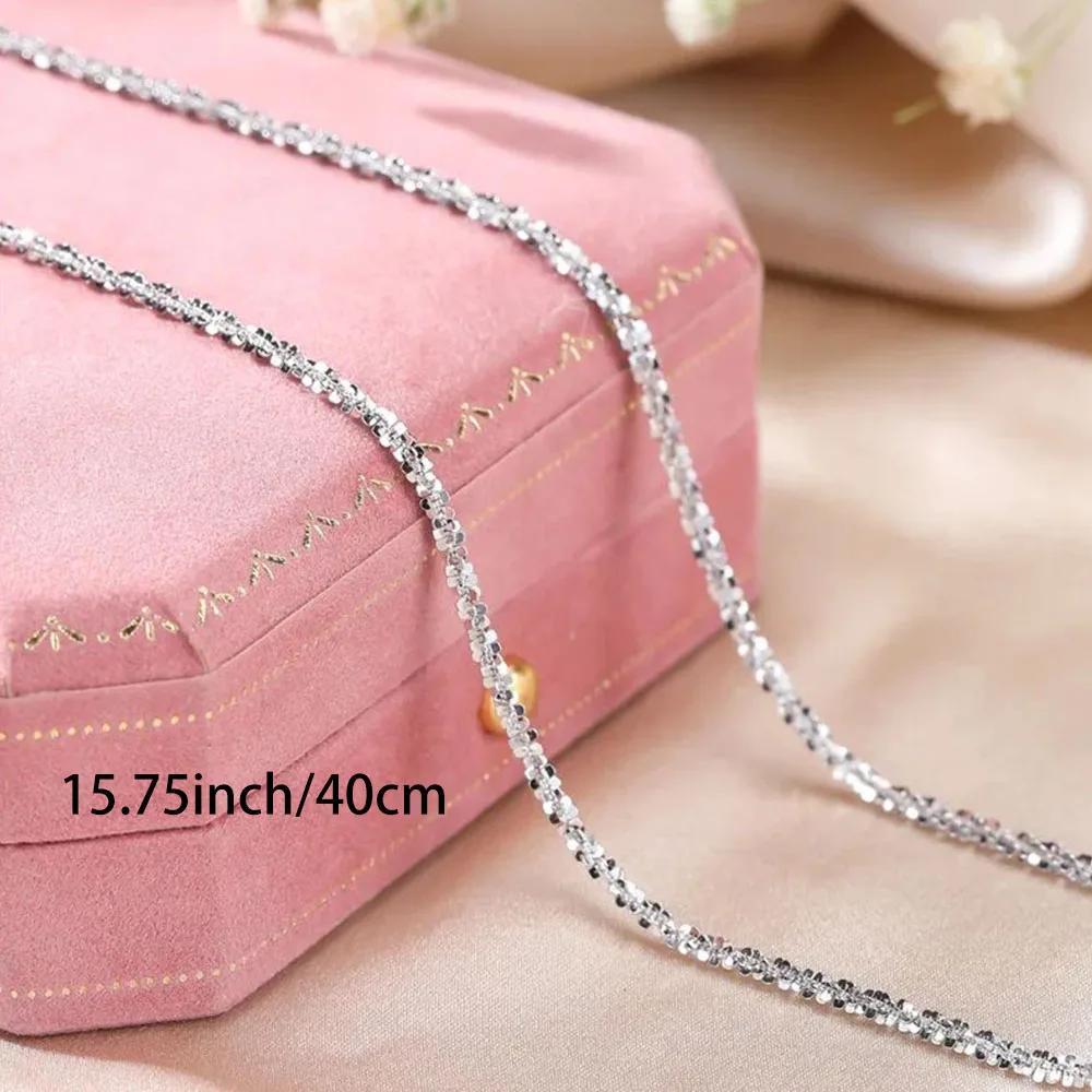 Copper Necklace 2mm Sparkling Collarbone, Sweater Chain, High Charm Jewelry Gift Women