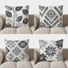 Home Decor Stylish Gray Leaf Pattern Decorative Pillow Pattern Cushion Cover Suitable For Sofa Bedroom Car Pillow Cover