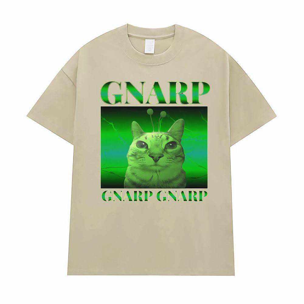 Silly Alien Graphic Gnarp Cat Meme Print T-Shirt Men's Clothing Y2K Vintage Classic T Shirt Unisex Short Sleeve Oversized TShirt