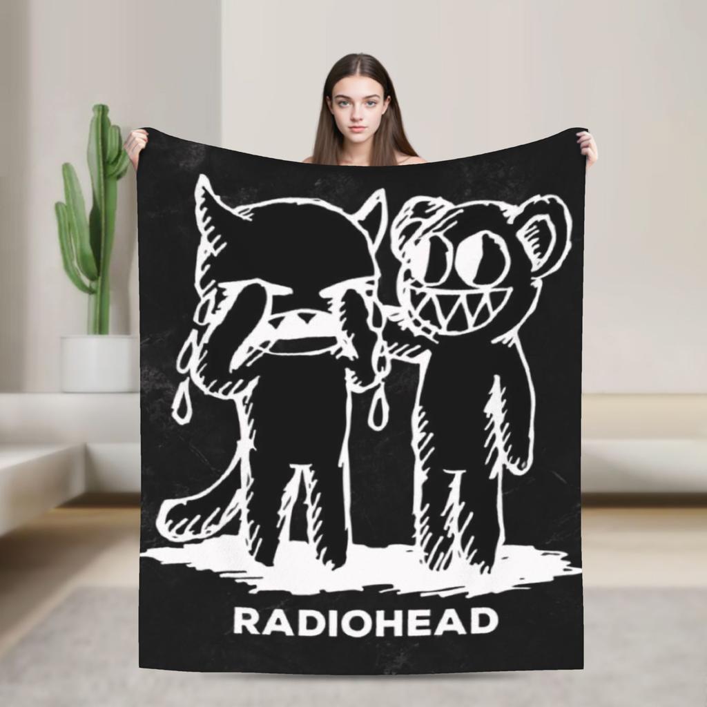 Superweiche Radiohead Rock Metal Band Überwurfdecke Premium Flanell Fleece Leichte Bettdecke Gemütliche Plüschdecken für alle Jahreszeiten