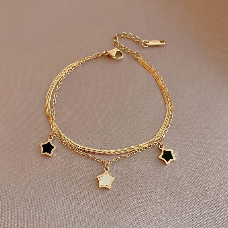 316L Stainless Steel Multilayer Chain Star Charm Necklace Bracelet For Women New Trend Jewelry Set Girls Party Gifts
