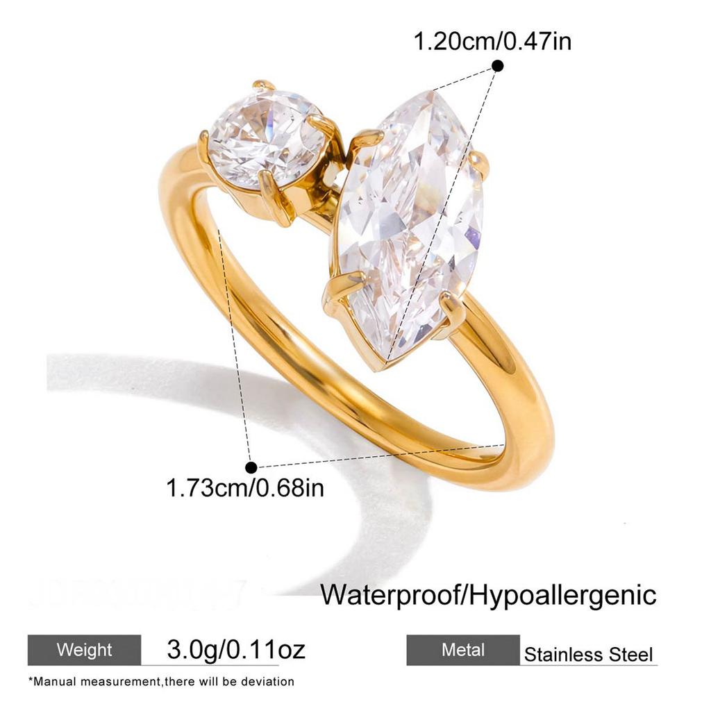 ERESI Waterproof Hand Jewelry 18K Gold Plated 316L Stainless Steel Trendy CZ Heart Bracelet Hand Ring Chain Bracelet for Women