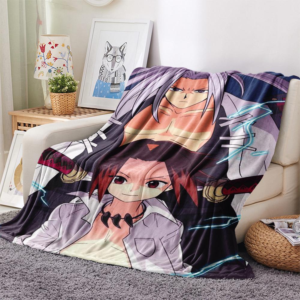 1PC SHAMAN KING Print Flannel Blanket, High Quality Comfortable for All Seasons, Home Decor, Warmth and Comfort, Perfect for Christmas Gifts