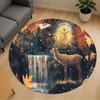 1pc Deer Pattern Office Round Rugs, Under Chair Round Rugs for Living Room, Bedroom, Bathroom Decoration Carpet 091828