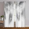 2pcs, Creative Curtains  print Gray & White Feather Print Polyester (without rod) Decorations For Home Perfect for Living