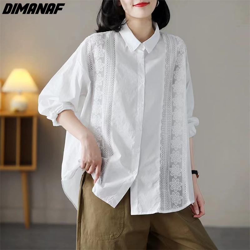 

DIMANAF 2022, новинка, большие размеры, осенний стиль, повседневная кружевная блузка с цветочным принтом, женские базовые рубашки с длинными рукавами, топы, футболки, свободные