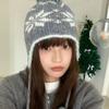 Snowflake Retro Knitted Hairball Hat Christmas Sweet Ear Protector Wool Lei Feng Hat Thickened Warm Versatile Woman