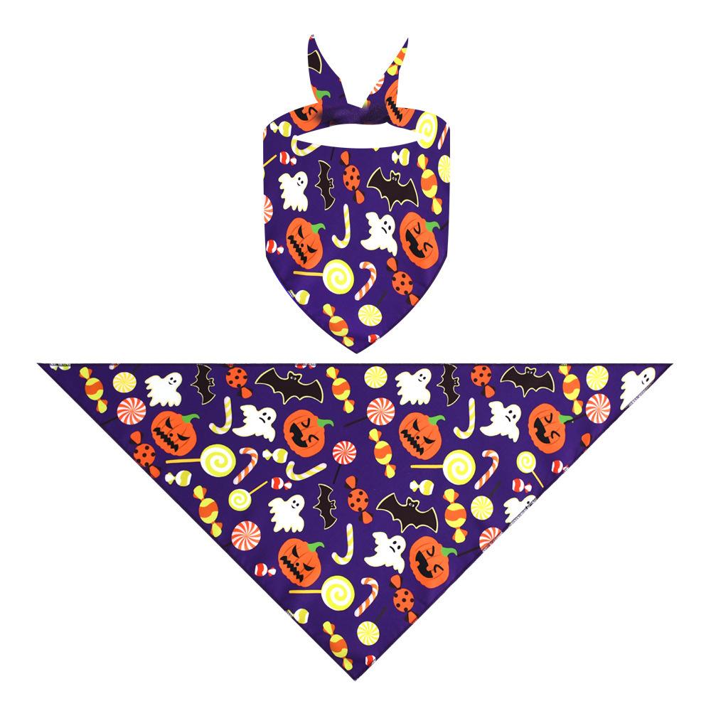 Halloween Pet Bandana Triangle Bib For Cats And Dogs Adjustable Collar Scarf Printed Neck Accessories Puppy Kitten Costume Decor