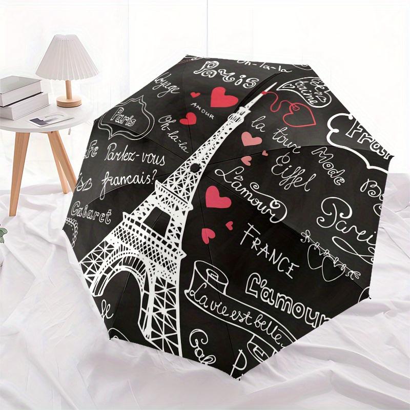Parisian Romance: Eiffel Tower Chalkboard Art PrintUmbrella, Portable 3-Fold Compact Umbrella,Christmas Gift ES438