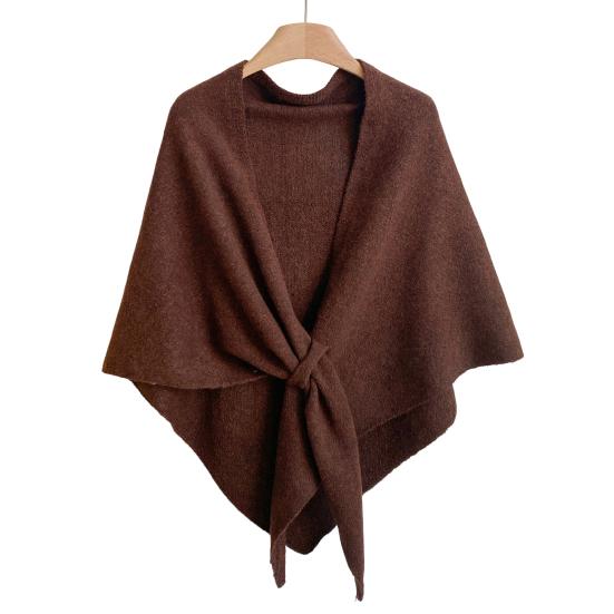 Women Knitted Shawl Wrap Scarf Solid Color Comfortable Cardigan Cape Imitation Cashmere Shoulder Tops Sweater
